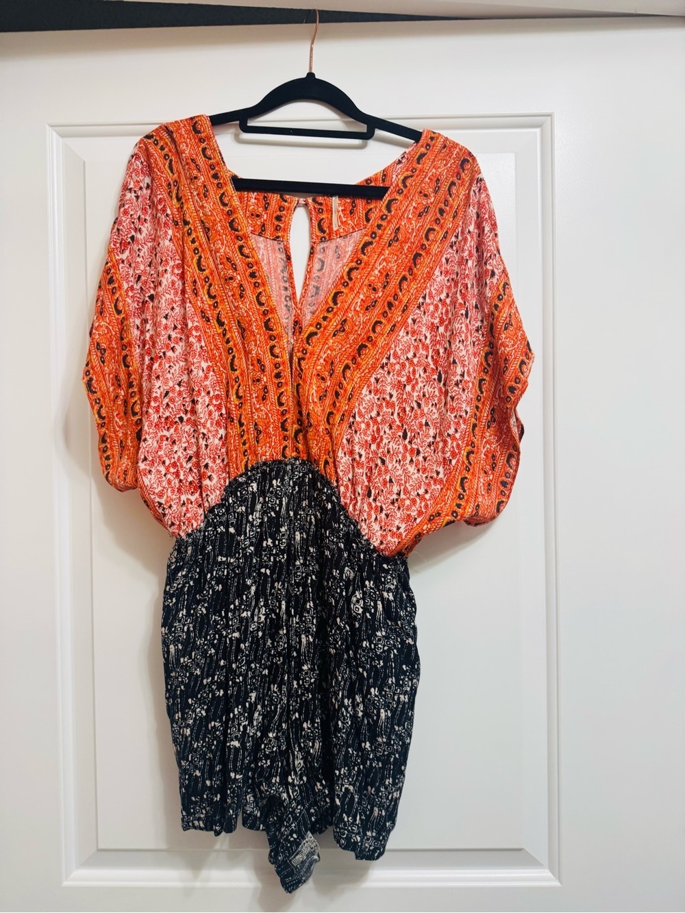 Free People Arizona Mixed Print Romper - Black & Orange - Small - Picture 5 of 9